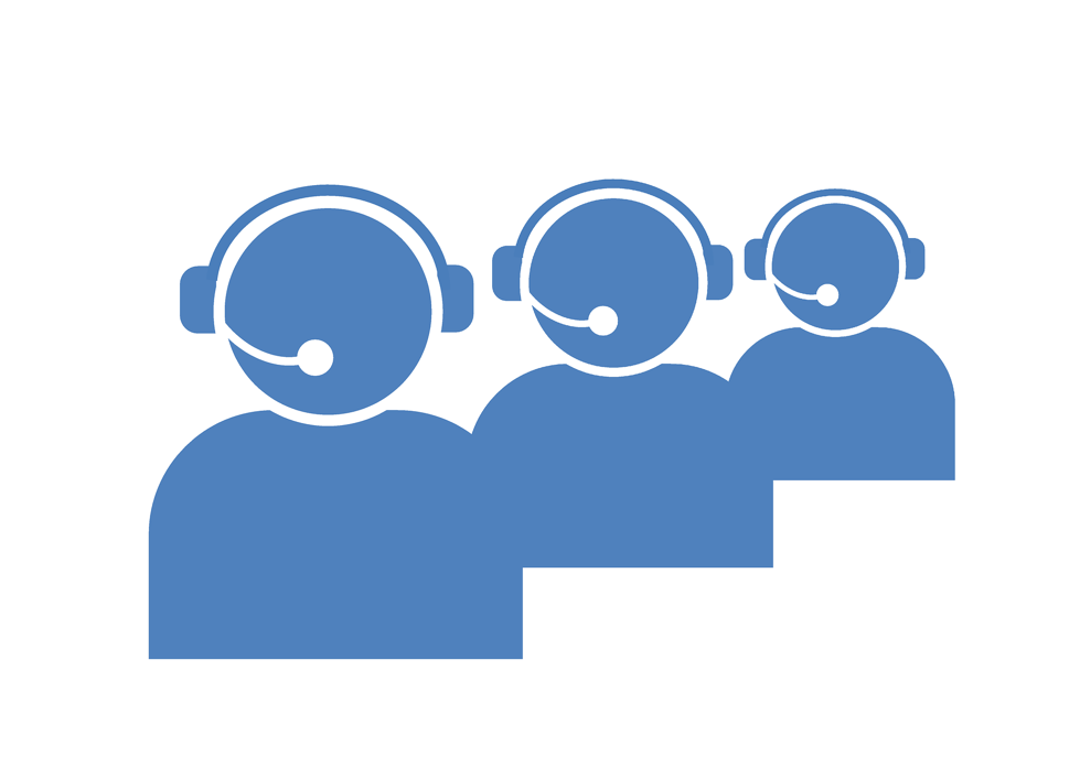 Blue vector of three people on headsets