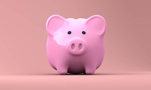 Pink piggy bank.
