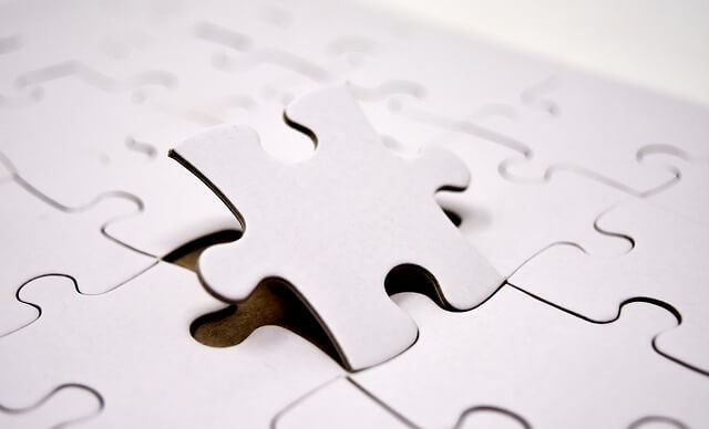 White puzzle pieces. 
